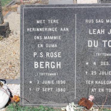 BERGH P.S. Rose nee TRYTSMAN 1896-1980 :: du TOIT Leah J.M. nee TRYTSMAN 1894-1974