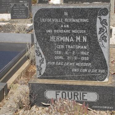 FOURIE Hermina M.N. nee TRATSMAN 1862-1959