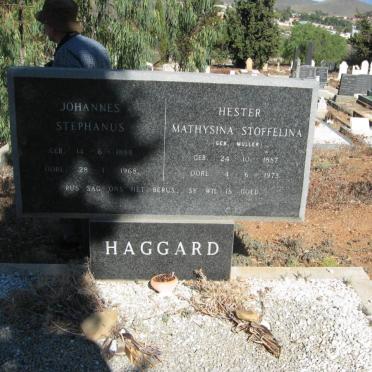 HAGGARD Johannes Stephanus 1888-1969 &amp; Hester Mathysina Stoffelina MULLER 1887-1973