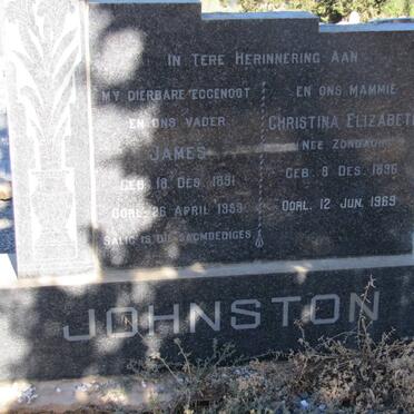 JOHNSTON James 1891-1959 &amp; Christina Elizabeth ZONDAGH 1896-1969