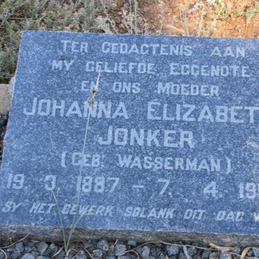 JONKER Johanna Elizabeth nee WASSERMAN 1887-1952