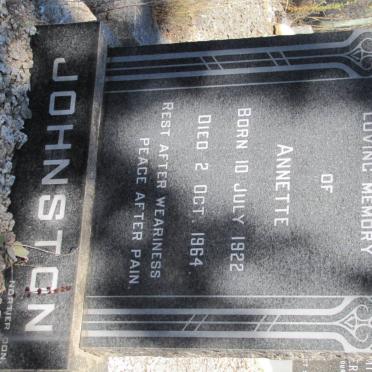 JOHNSTON Annette 1922-1964