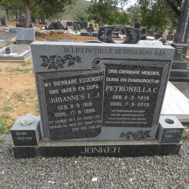 JONKER Johannes F.J. 1919-1988 &amp; Petronella C. 1916-2012