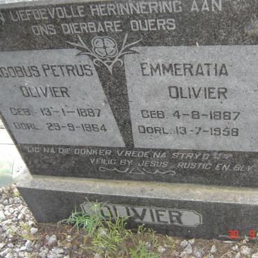 OLIVIER Jacobus Petrus 1887-1964 &amp; Emmeratia 1887-1958
