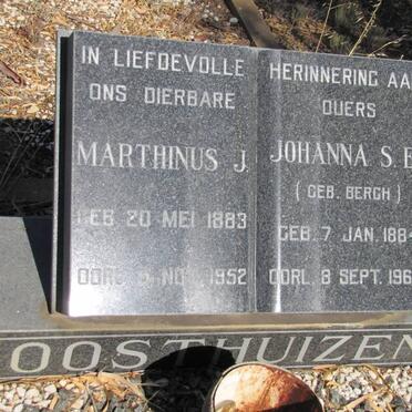 OOSTHUIZEN Marthinus J. 1883-1952 &amp; Johanna S.E. BERGH 1884-1963