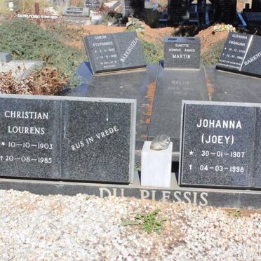 PLESSIS Christian Lourens, du 1903-1985 &amp; Johanna 1907-1998
