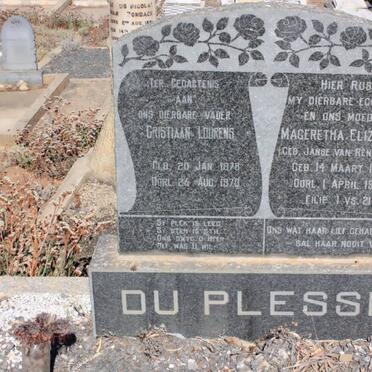 PLESSIS Cristiaan Lourens, du 1878-1970 &amp; Mageretha Elizabeth Janse van RENSBURG 1882-1962