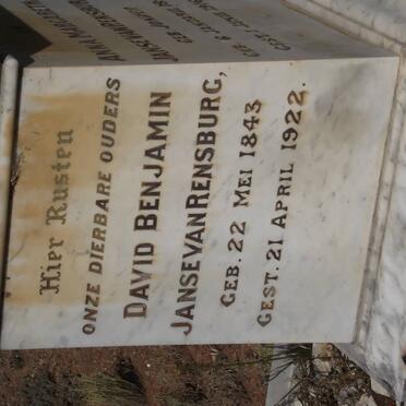 RENSBURG David Benjamin, Janse van 1843-1922 &amp; Maria Susanna 1874-1919