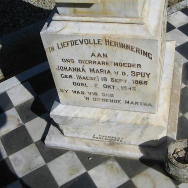 SPUY Marthinus Steyn, v.d. 1860-1912 &amp; Johanna Maria HAESE 1865-1946