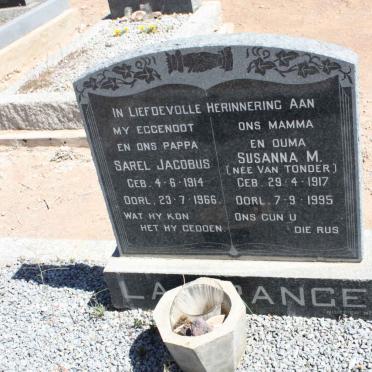 GRANGE Sarel Jacobus, la 1914-1966 &amp; Susanna M. VAN TONDER 1917-1995