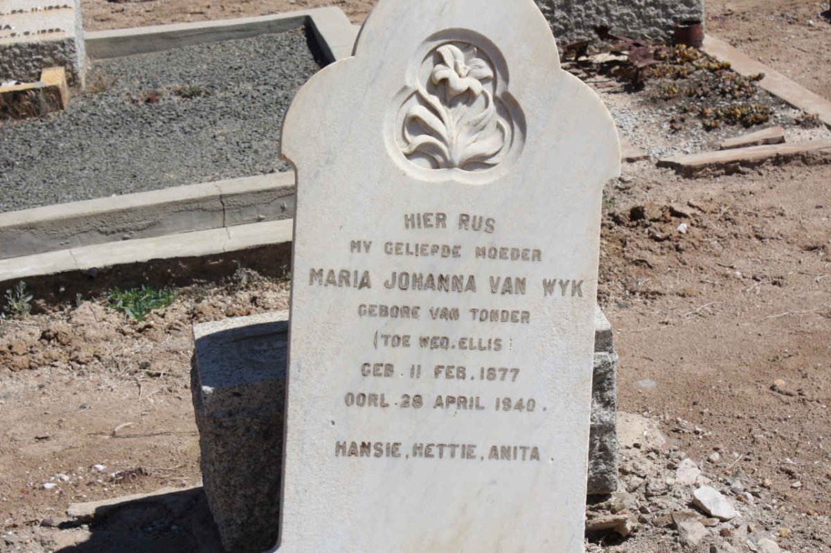 WYK Maria Johanna, van voorheen ELLIS nee VAN TONDER 1877-1940