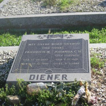DIENER Friedrich W. 1893-1986 &amp; Johanna C.H. COETZEE 1919-1987