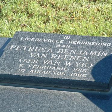 REENEN Petrusa Benjamina, van nee VAN WYK 1915-1986