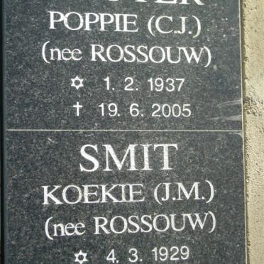 TRUTER C.J. nee ROSSOUW 1937-2005 :: SMIT J.M. nee ROSSOUW 1929-2006
