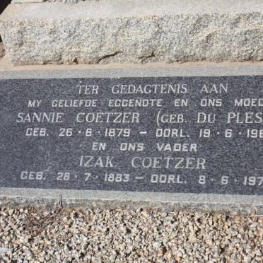 COETZER Izak 1883-1971 &amp; Sannie DU PLESSIS 1879-1966