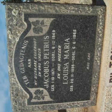 TOIT Jacobus Petrus, du 1871-1949 &amp; Louisa Maria 1898-1965