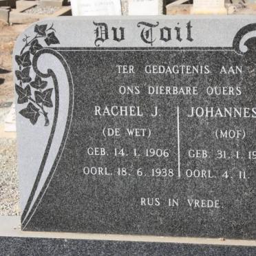 TOIT Johannes P., du 1904-1961 &amp; Rachel J. de WET 1906-1938