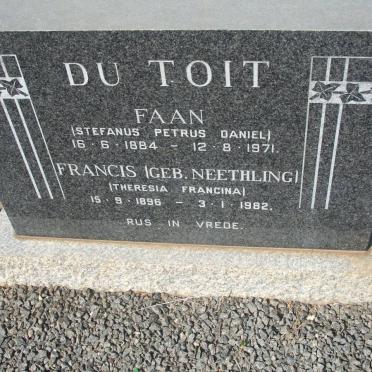 TOIT Stefanus Petrus Daniel, du 1884-1971 &amp; Theresia Francina NEETHLING 1896-1982