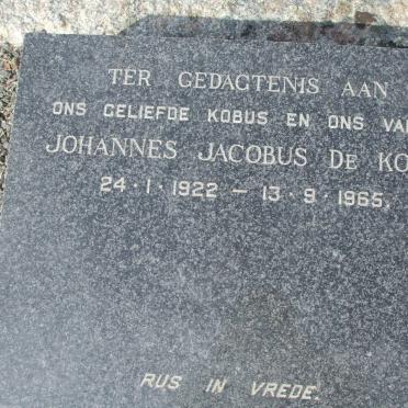 KOCK Johannes Jacobus, de 1922-1965