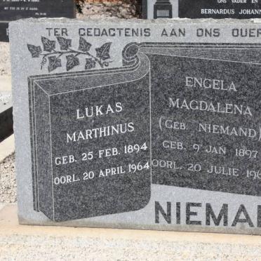 NIEMAND Likas Marthinus 1894-1964 &amp; Engela Magdalena NIEMAND 1897-1963