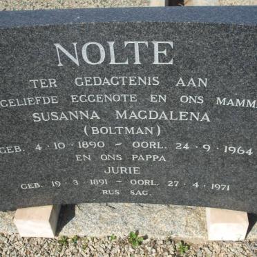 NOLTE Jurie 1891-1971 &amp; Susanna Magdalena BOLTMAN 1890-1964