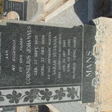 MANS Cornelius Johannes 1876-1956 &amp; Sarah Susanna Janse van RENSBURG 1885-1962