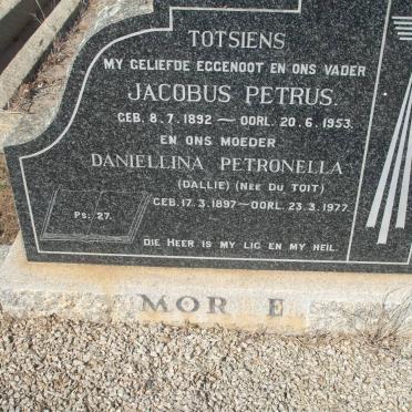 MORKEL Jacobus Petrus 1892-1953 &amp; Daniellina Petronella du TOIT 1897-1977