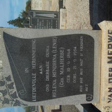 MERWE Helena Hendrina, van der nee MALHERBE 1868-1954