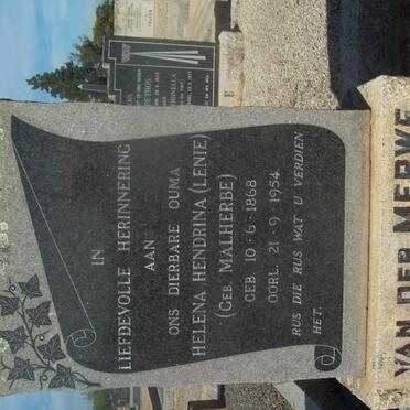 MERWE Helena Hendrina, van der nee MALHERBE 1868-1954