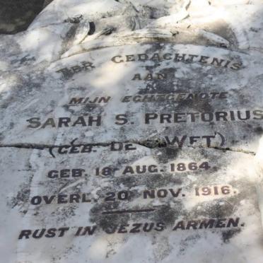 PRETORIUS Sarah S. nee de WET 1864-1916