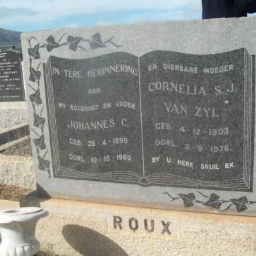 ROUX Johannes C. 1896-1960 &amp; Cornelia S.J. VAN ZYL 1903-1976