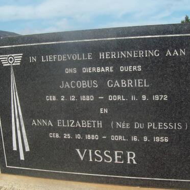 VISSER Jacobus Gabriel 1880-1972 &amp; Anna Elizabeth DU PLESSIS 1880-1956