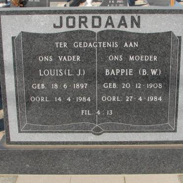 JORDAAN L.J. 1897-1984 &amp; B.W. 1908-1984