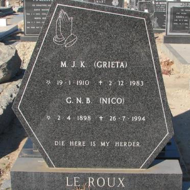 ROUX G.N.B., le 1898-1994 &amp; M.J.K. 1910-1983