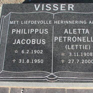 VISSER Philippus Jacobus 1902-1950 &amp; Aletta Petronella 1908-2000