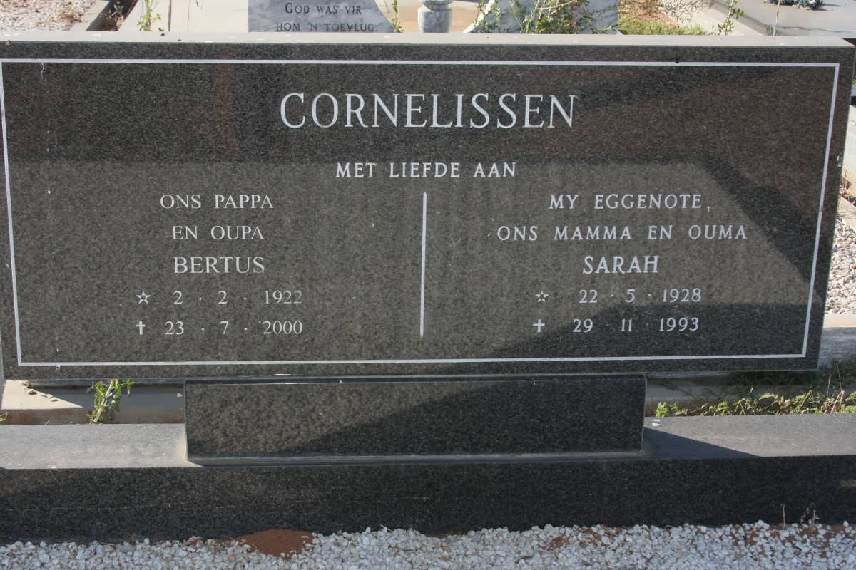 CORNELISSEN Bertus 1922-2000 & Sarah 1928-1993