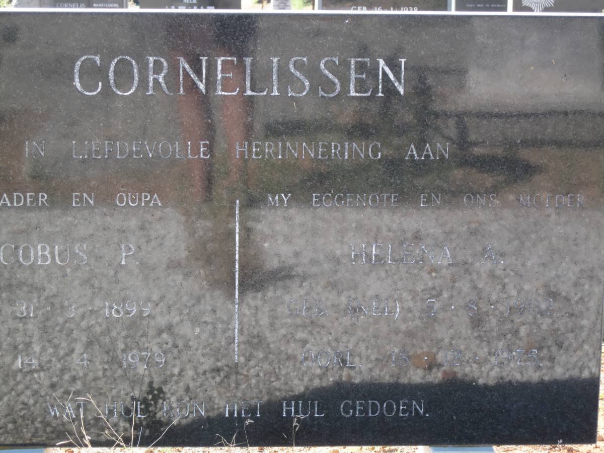 CORNELISSEN Jacobus P. 1899-1979 & Helena NEL ??-1975
