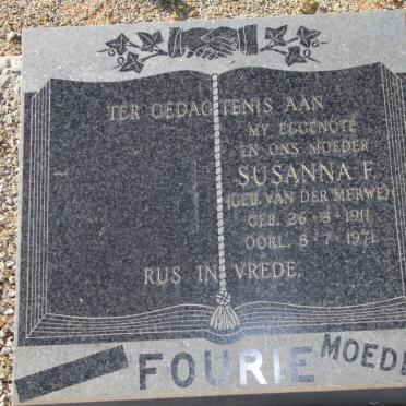 FOURIE Susanna F. nee VAN DER MERWE 1911-1971