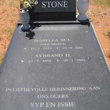STONE Sybrand H. 1916-2004 &amp; Isabella M.C. BOTES 1920-2001
