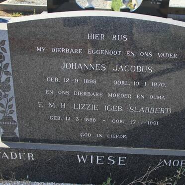 WIESE Johannes Jacobus 1895-1970 &amp; E.M.H. SLABBER 1898-1991