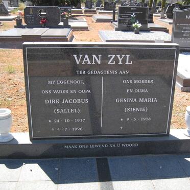 ZYL Dirk Jacobus, van 1917-1996 &amp; Gesina Maria 1918-