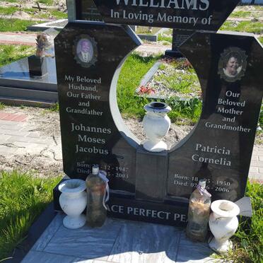 WILLIAMS Johannes Moses Jacobus 1947-2003 &amp; Patricia Cornelia 1950-2006