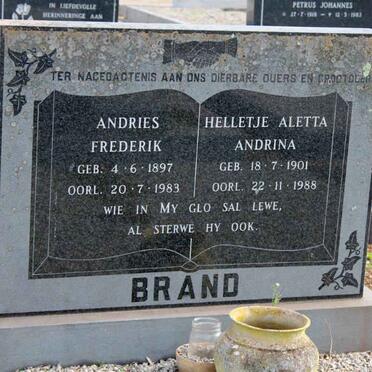 BRAND Andries Frederik 1897-1983 &amp; Helletjie Aletta Andrina 1901-1988
