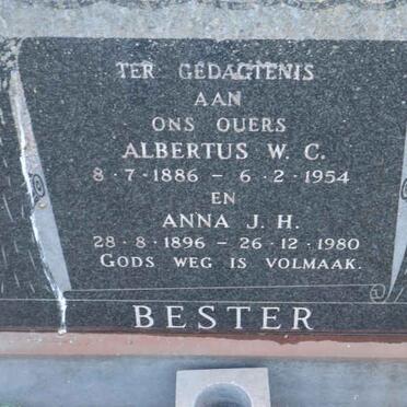 BESTER Albertus W.C. 1886-1954 &amp; Anna J.H. 1896-1980