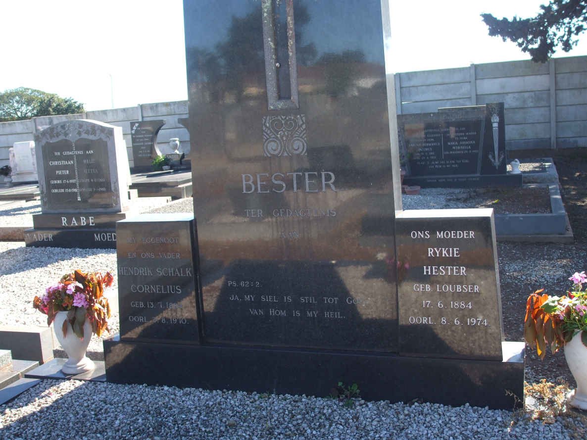 BESTER Hendrik Schalk Cornelius -1910 &amp; Rykie Hester LOUBSER 1884-1974