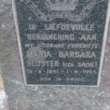 BEUSTER Maria Barbara nee SADIE 1891-1955