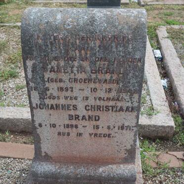 BRAND Johannes Christiaan 1896-1971 &amp; Janetta GROENEWALD 1897-19