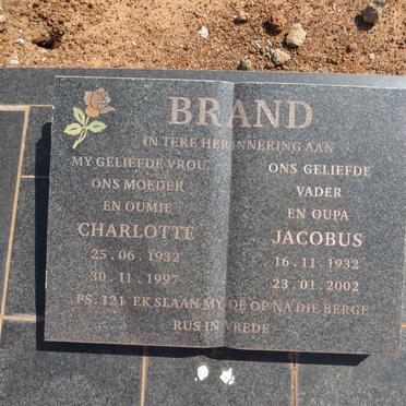 BRAND Jacobus 1932-2002 &amp; Charlotte 1932-1997