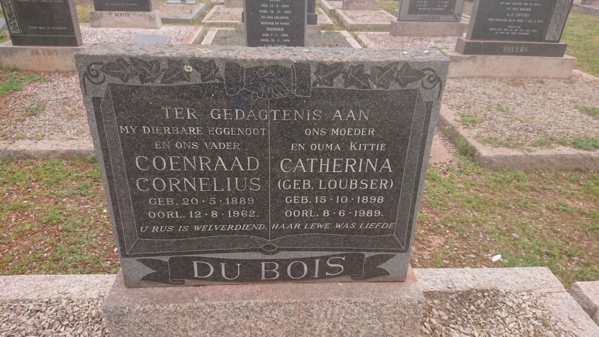 BOIS Coenraad Cornelius, du 1889-1962 &amp; Catherina LOUBSER 1898-1989