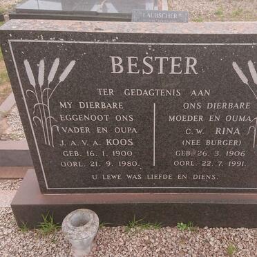 BESTER J.A.V.A. 1900-1980 &amp; C.W. BURGER 1906-1991